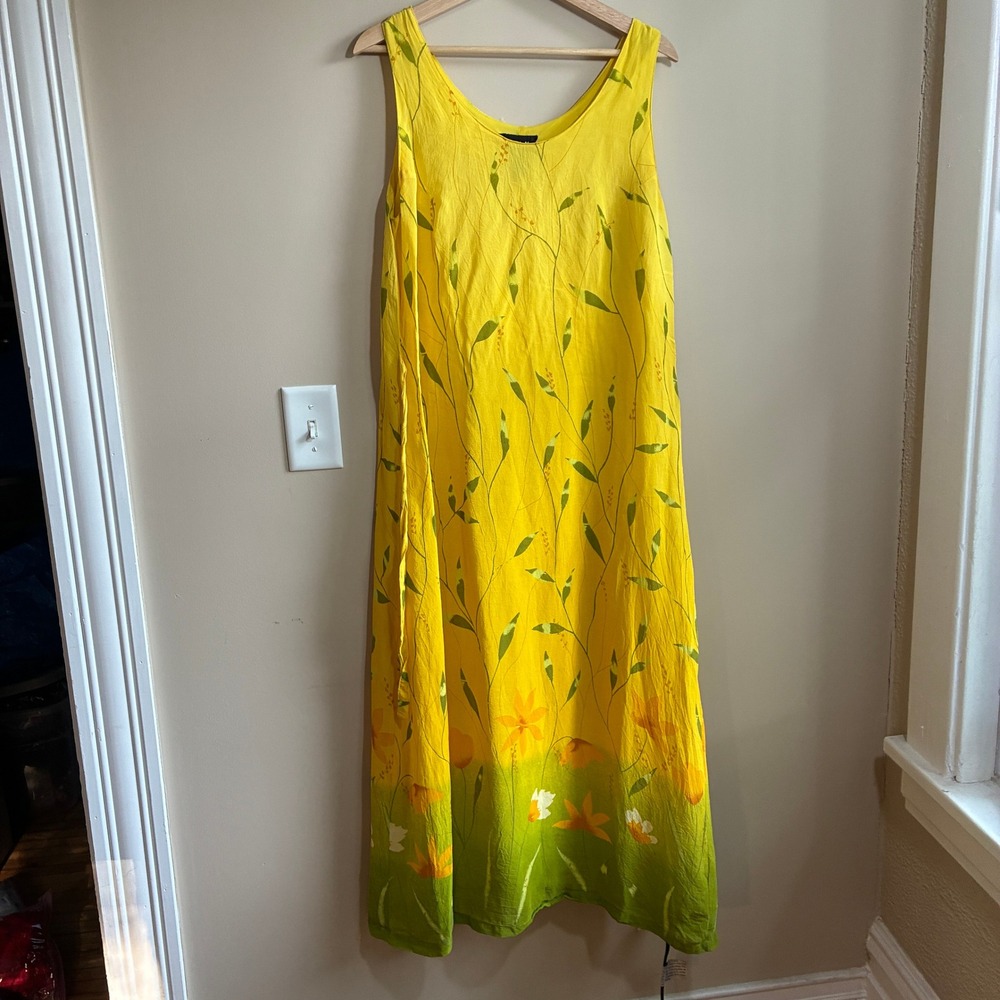 Gabriella Floral Sleeveless Maxi Dress 14 Yellow Women Rayon Botanical Print